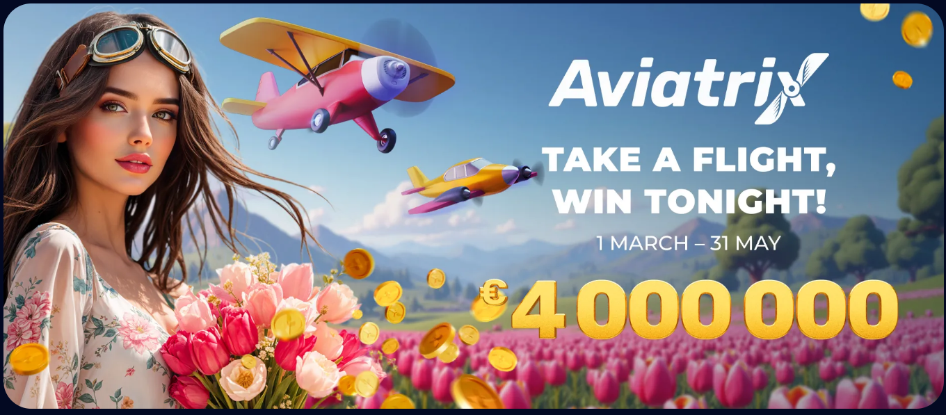 Wizardo Aviatrixx take a flight promo with plane and flowers.