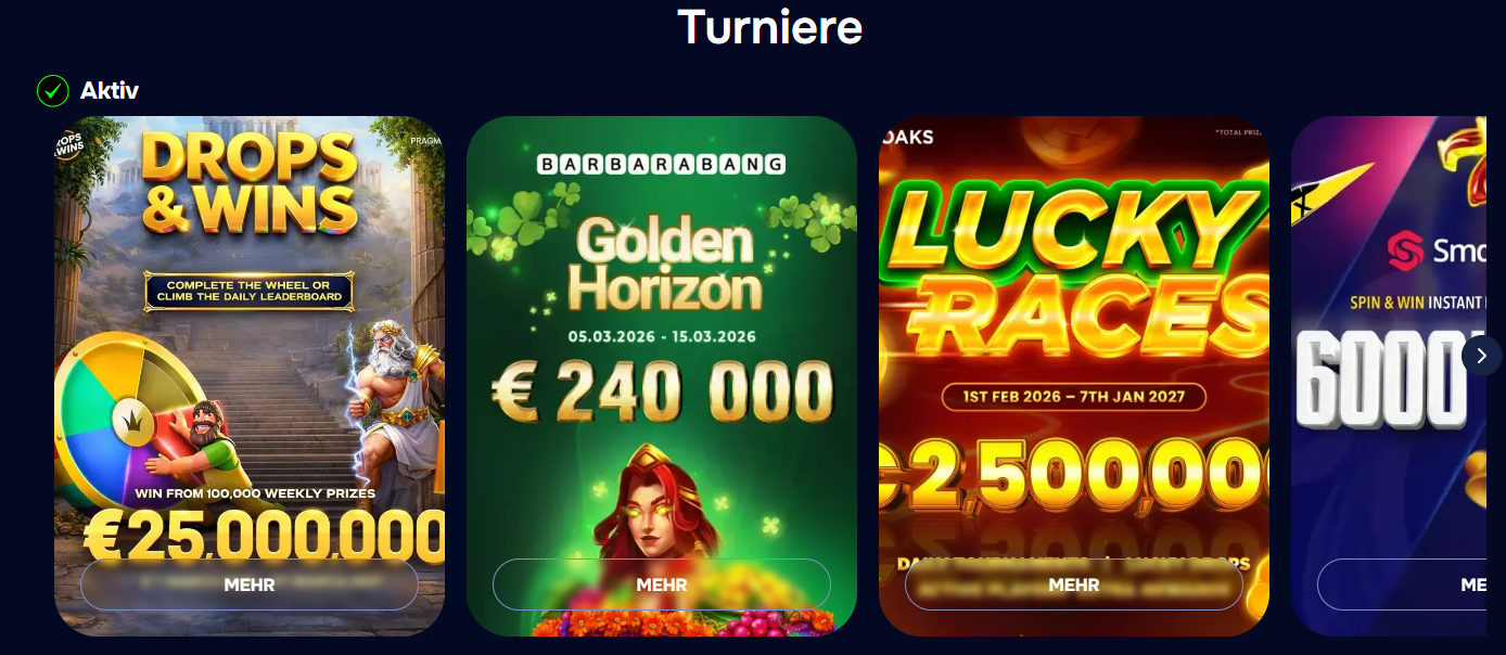 Turnier-Übersicht Wizardo mit €240k Golden Horizon, €2.5M Rennen.